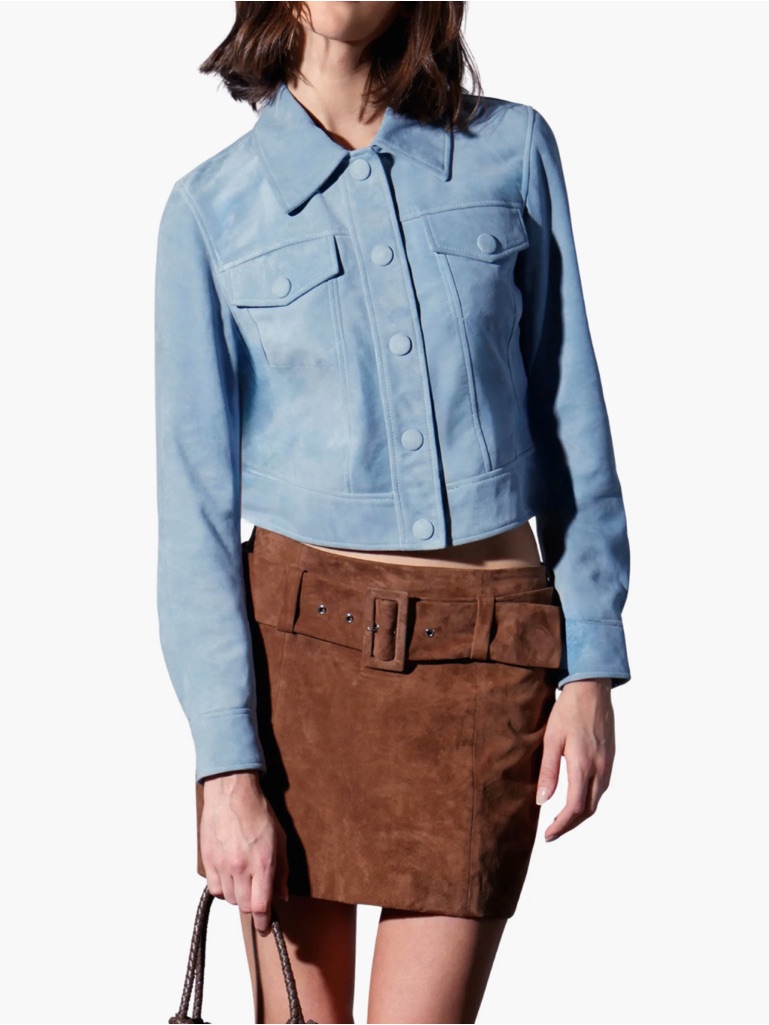 Walter Baker Kacey Suede Jacket Women's Baby Blue Nwt $898 Sz X- Large